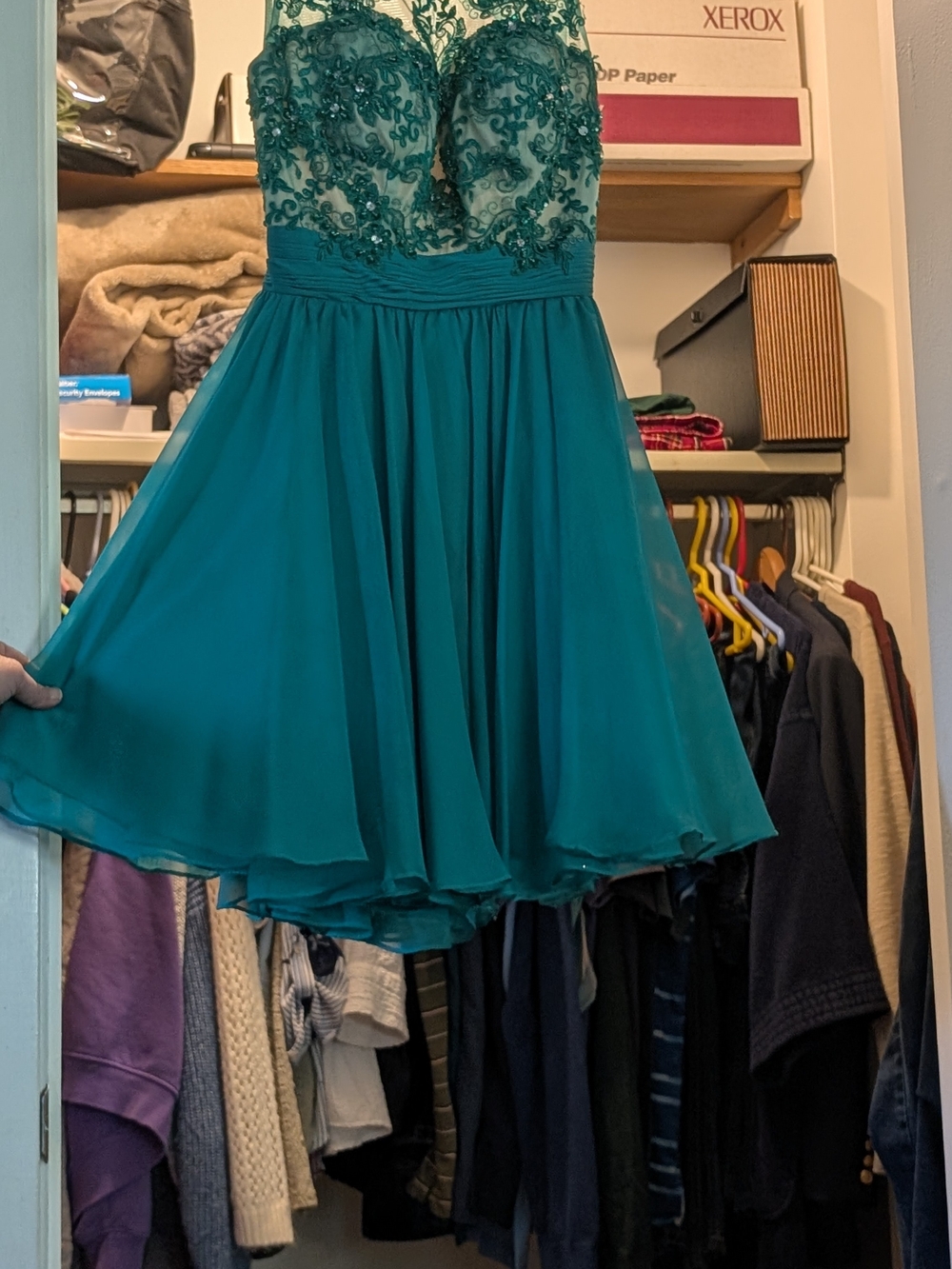 Teal Embellished A-Line Party Dress